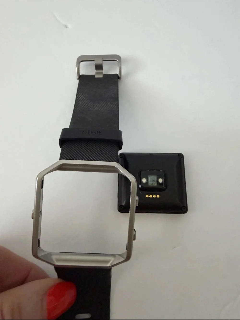 fitbit Blaze Silver Frame with Black Band and Charger